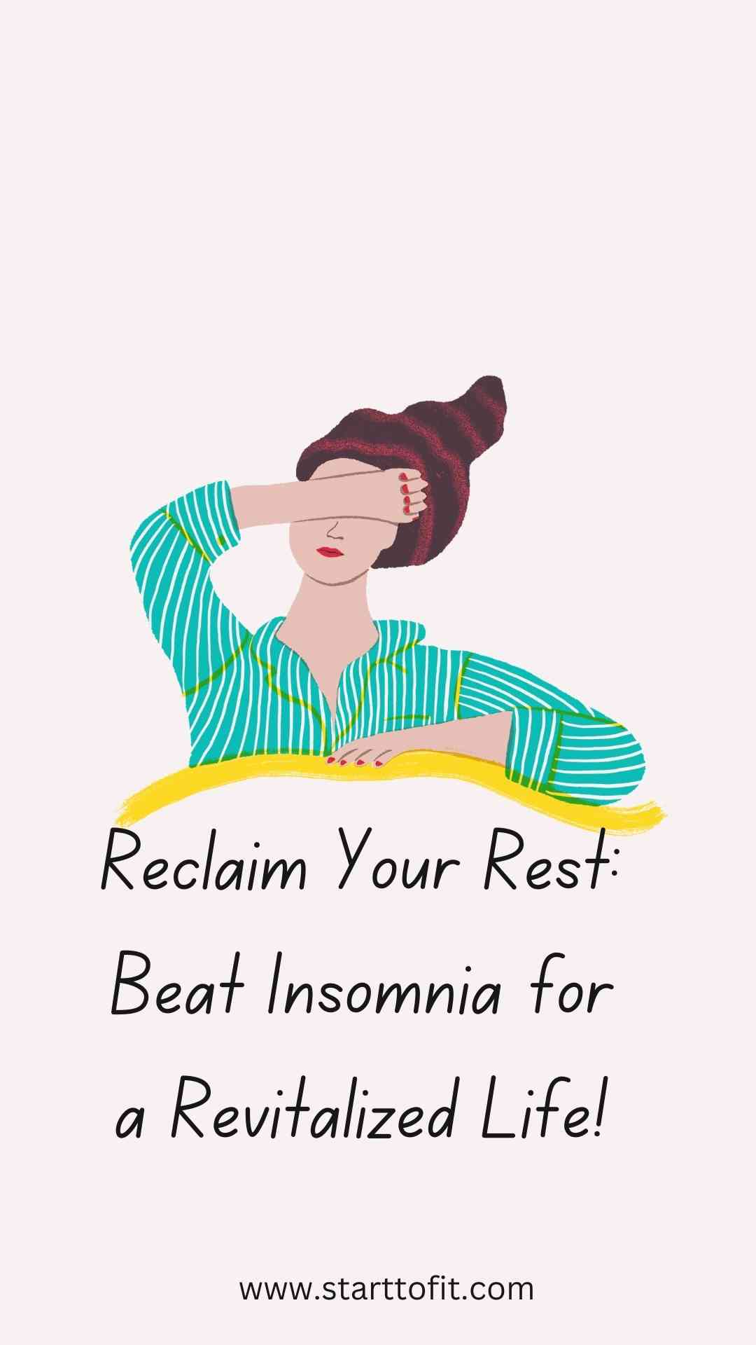 Restful woman with striped shirt covering eyes, promoting relaxation and better sleep for a revitalized life on Starttofit website.