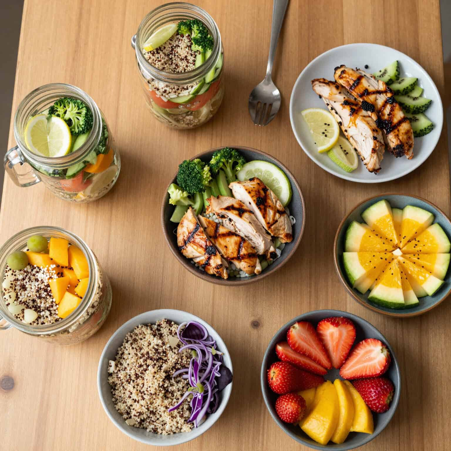 Colorful meal prep with healthy ingredients