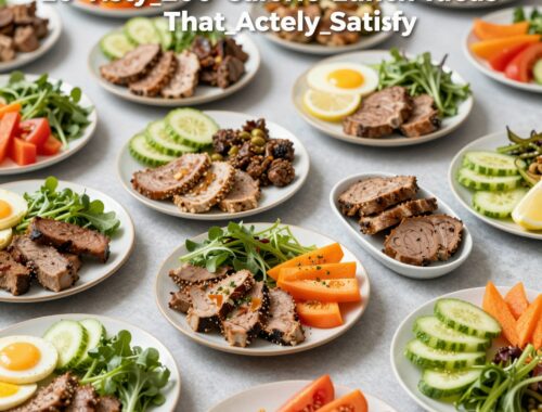 Colorful plates of healthy lunch options