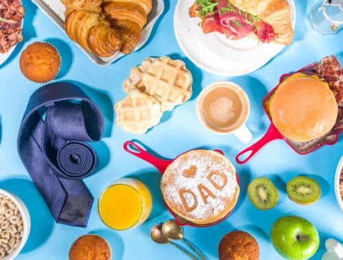 Nutrition-rich breakfast spread with healthy foods, fruits, coffee, and granola for fitness and wellness.