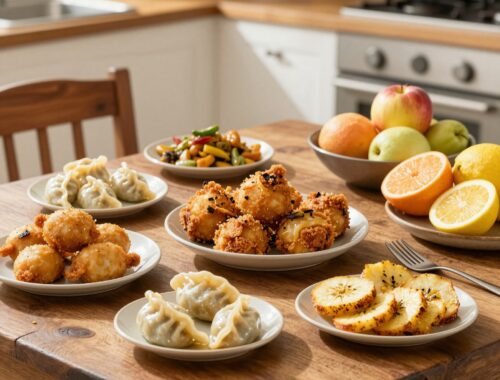 Variety of delicious, colorful dishes.