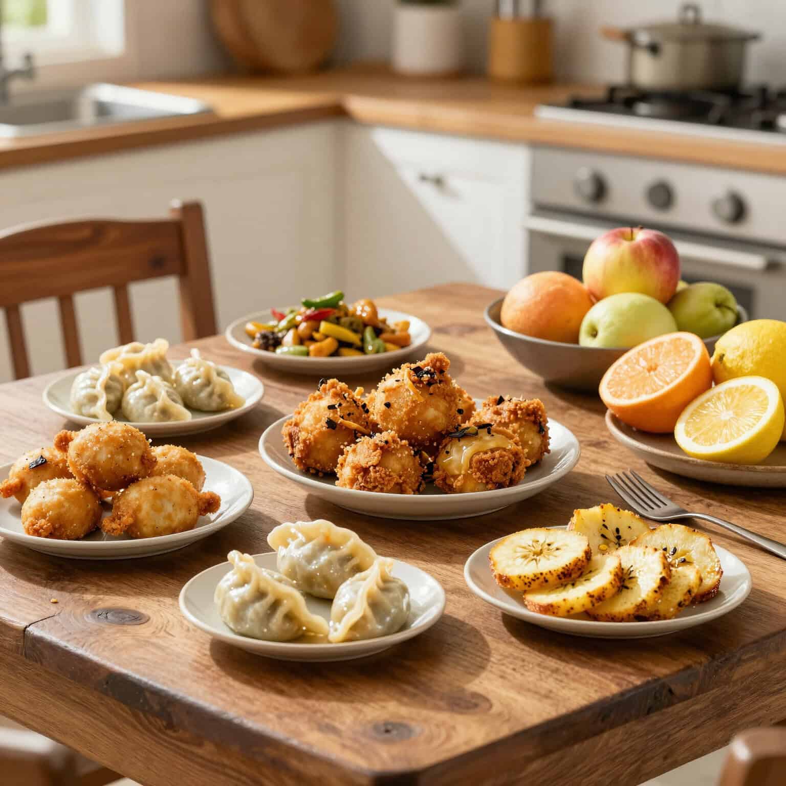 Variety of delicious, colorful dishes.