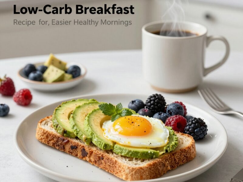 Avocado toast with egg and berries