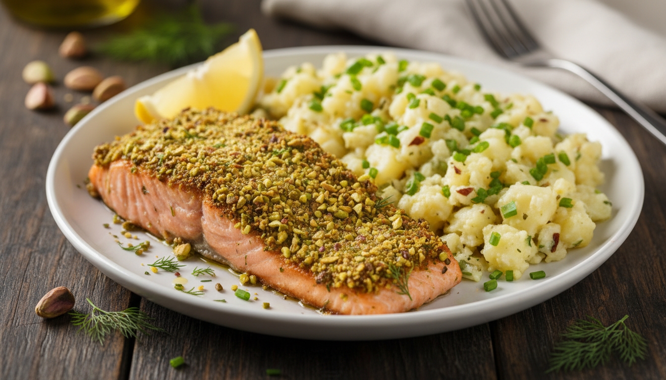 Pistachio Salmon & Smashed Garlic Potatoes Recipe 1 Pistachio_Salmon__Smashed_Garlic_Potatoes_Recipe