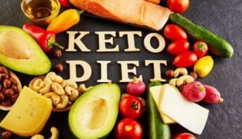 The Ultimate Keto Diet Food List: What to Eat and Avoid for Maximum Results! 11 Keto diet foods including avocados, cherry tomatoes, cheese, cucumbers, and nuts arranged around the words "KETO DIET" on a dark surface. Healthy fats and vegetables promote low-carb, high-fat keto eating.