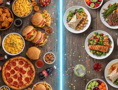 Delicious and balanced food options for a healthy lifestyle, including pizza, burgers, salads, and more, all designed to support your health & fitness goals.