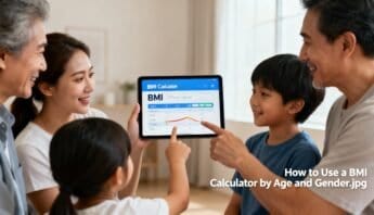 Accurate BMI calculator displayed on a tablet showing BMI trends with family members, emphasizing health and fitness awareness for all ages.