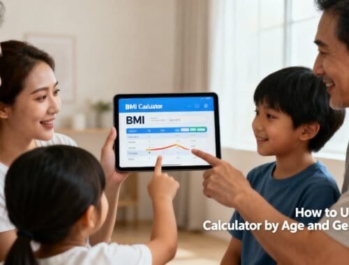 Accurate BMI calculator displayed on a tablet showing BMI trends with family members, emphasizing health and fitness awareness for all ages.