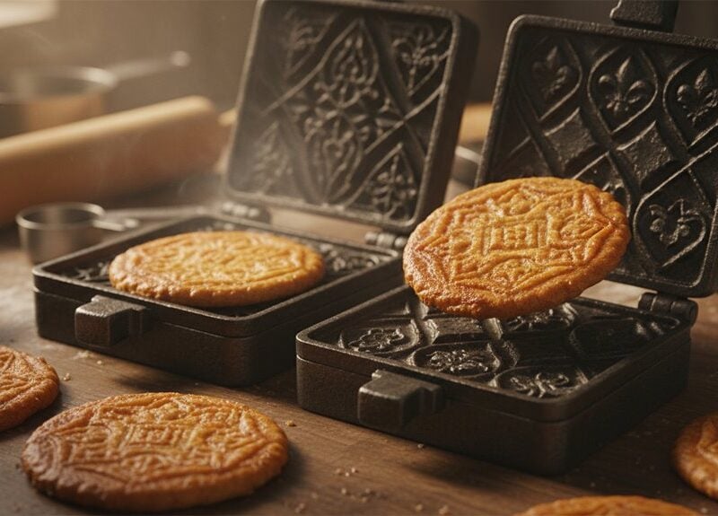 Delicious waffles being cooked in patterned waffle irons, ready to serve as a tasty breakfast or snack, highlighting a home-cooked, health-conscious approach to fitness and nutrition.