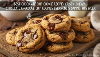 Delicious homemade chocolate chip cookies with a perfect crispy-chewy texture, loaded with melty chocolate chunks. Ideal for baking enthusiasts and cookie lovers alike.