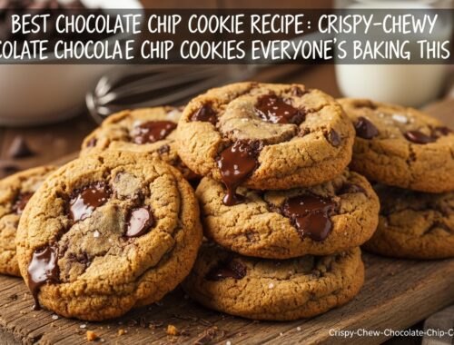 Delicious homemade chocolate chip cookies with a perfect crispy-chewy texture, loaded with melty chocolate chunks. Ideal for baking enthusiasts and cookie lovers alike.