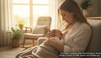 A mother breastfeeds her infant at home, highlighting bonding and nutrition, with a cozy, well-lit background emphasizing comfort and natural health.