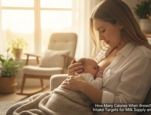 A mother breastfeeds her infant at home, highlighting bonding and nutrition, with a cozy, well-lit background emphasizing comfort and natural health.