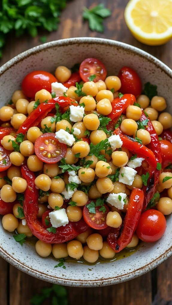 chickpea salad with roasted peppers