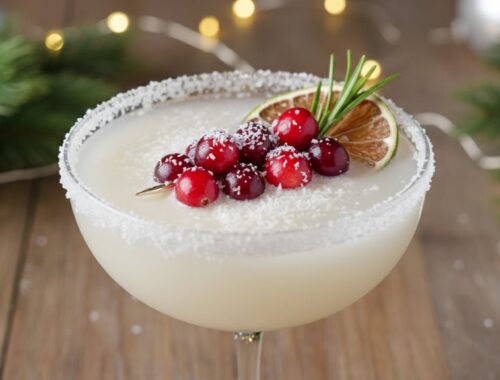 coconut cranberry white christmas margarita