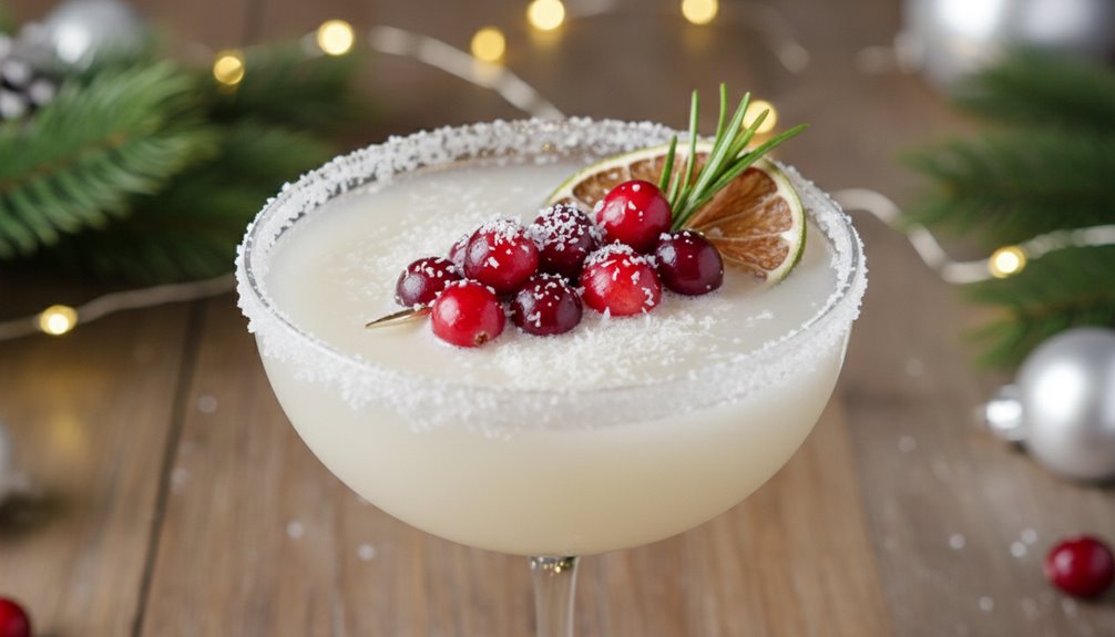 coconut cranberry white christmas margarita