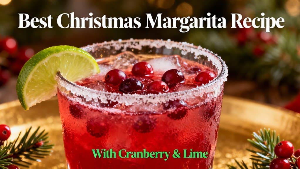 Refreshing cocktail with cranberry and lime for holiday celebrations. Perfect for Christmas parties, featuring tart berries and zesty lime on the rim. Enjoy this festive drink responsibly!.