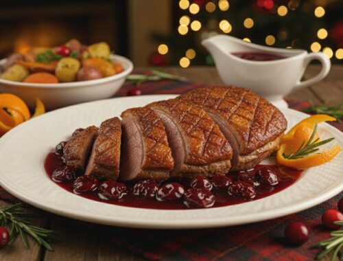 crispy cherry port sauce christmas duck
