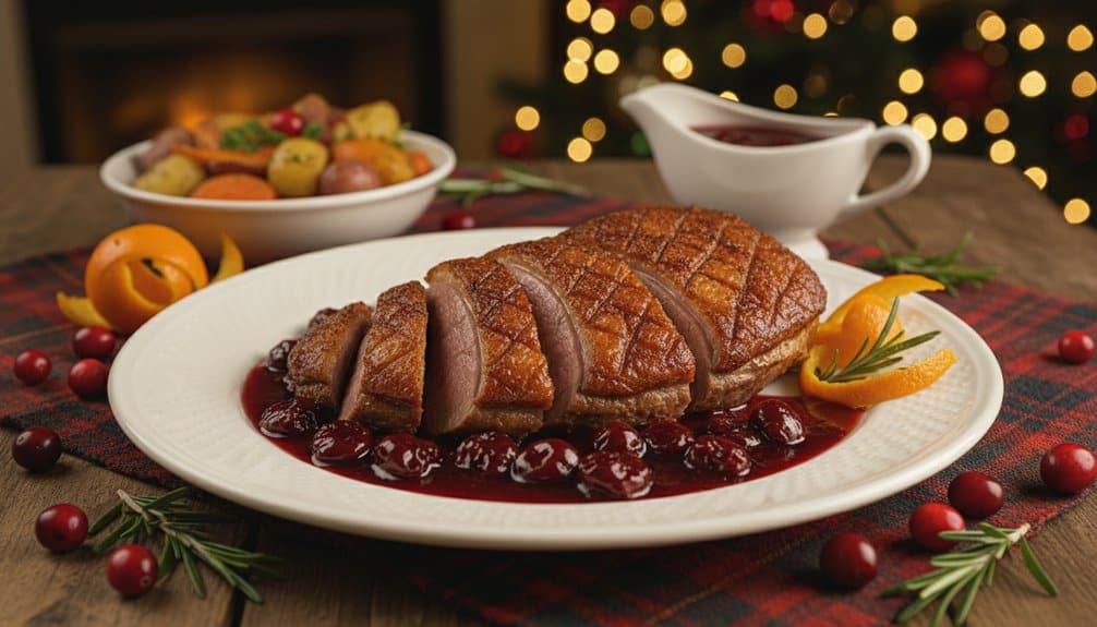 crispy cherry port sauce christmas duck