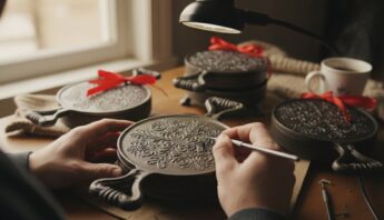 Crafting decorative desserts or holiday treats using detailed baking molds, perfect for festive celebrations or DIY gift ideas.