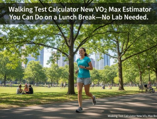 Optimized alt text: Woman jogging in a lush green park during daytime to calculate VO2 max with a walking test calculator, no lab needed, ideal for fitness assessments during lunch breaks.