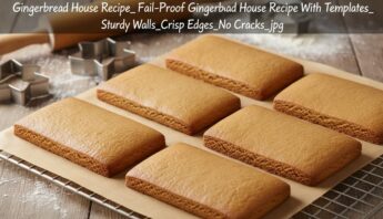 Perfectly baked gingerbread bars with crisp edges and sturdy walls, ideal for building a gingerbread house. No cracks, easy to handle, and great for holiday decorating and creative culinary projects.
