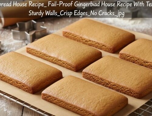 Perfectly baked gingerbread bars with crisp edges and sturdy walls, ideal for building a gingerbread house. No cracks, easy to handle, and great for holiday decorating and creative culinary projects.