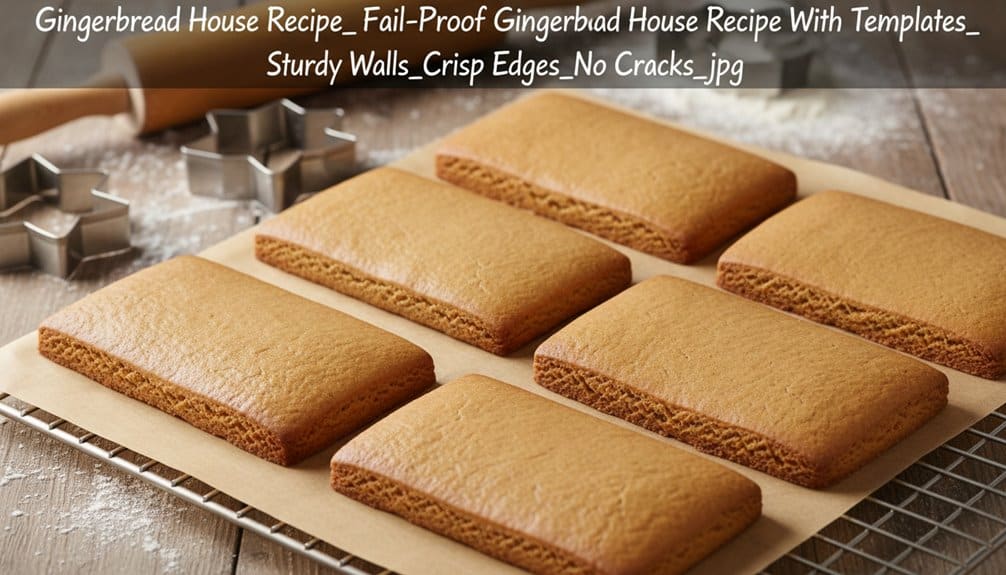 Perfectly baked gingerbread bars with crisp edges and sturdy walls, ideal for building a gingerbread house. No cracks, easy to handle, and great for holiday decorating and creative culinary projects.