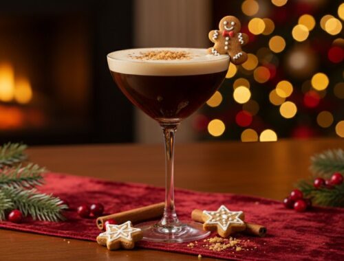 festive coffee based cocktail with gingerbread spice