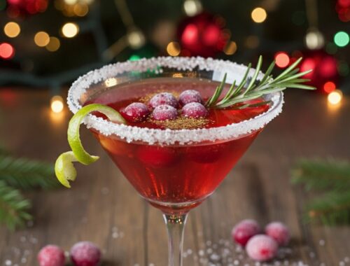 festive cranberry sparkly christmas cocktail
