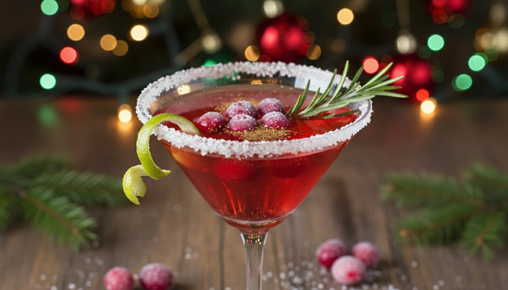 festive cranberry sparkly christmas cocktail
