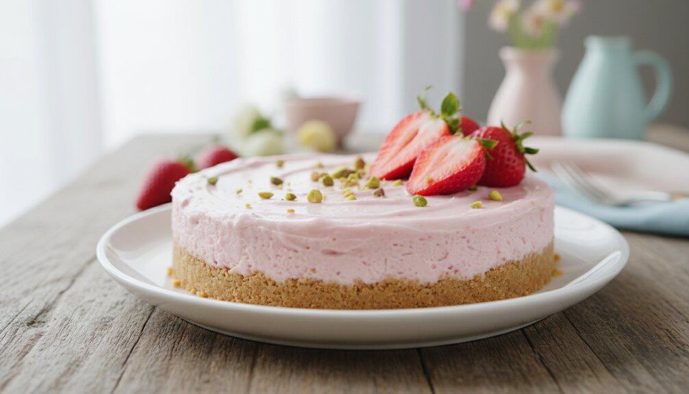 five ingredient no bake strawberry cheesecake