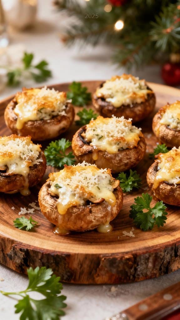 25 Easy Christmas Lunch Ideas Everyone Will Love 3 Delicious baked stuffed mushrooms topped with cheese, herbs, and breadcrumbs, perfect as an appetizer or healthy snack. Easy to prepare and flavorful for holiday gatherings.