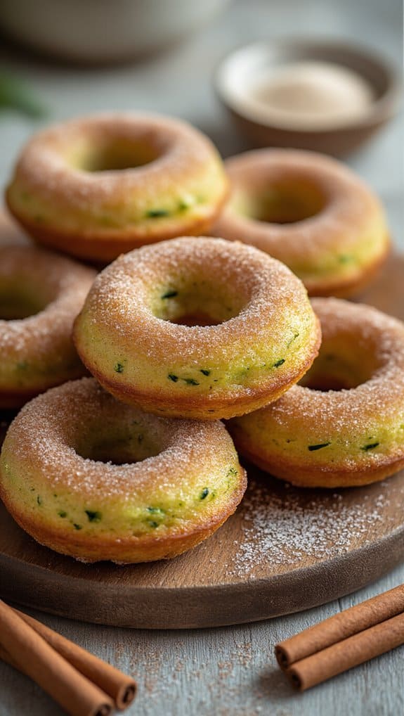 gently folded zucchini donuts