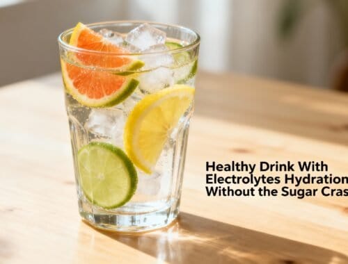 Refreshing glass of infused water with lemon, lime, and grapefruit slices, highlighting hydrating electrolytes for health and wellness.