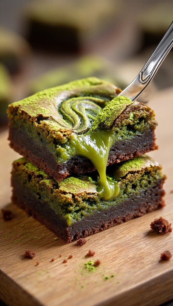 Matcha-green-tea-swirled-fudge-brownie-with-melting-lava-center.