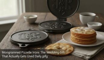 Delicious cookies and heart-shaped pizzle irons on a rustic wooden table, perfect for breakfast or gifting. Featuring embossed iron molds and freshly baked cookies, ideal for cozy mornings or special occasions.
