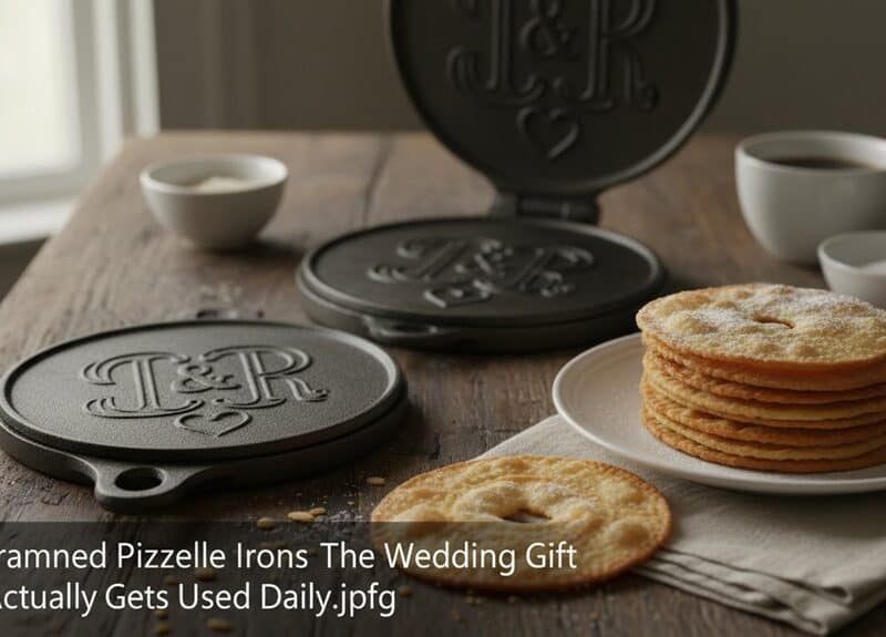 Delicious cookies and heart-shaped pizzle irons on a rustic wooden table, perfect for breakfast or gifting. Featuring embossed iron molds and freshly baked cookies, ideal for cozy mornings or special occasions.