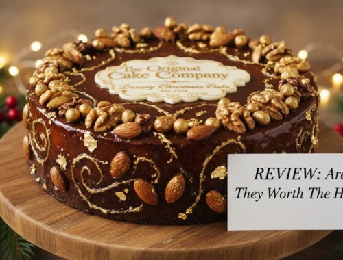 Indulge in a luxurious chocolate holiday cake topped with nuts, perfect for festive celebrations and Christmas gatherings.