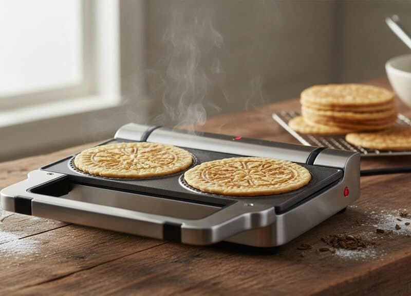 Electric griddle cooking delicious cookies and pancakes, perfect for a healthy breakfast at home.