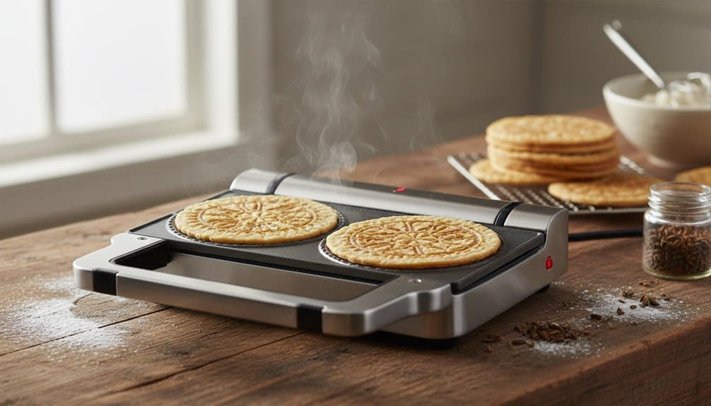 Electric griddle cooking delicious cookies and pancakes, perfect for a healthy breakfast at home.