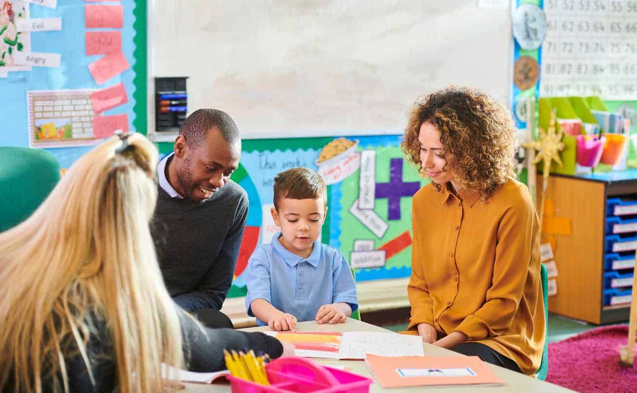 parents with their kid at play group