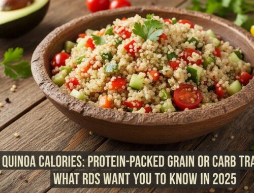 Rich quinoa salad with fresh cherry tomatoes, cucumbers, and herbs in a wooden bowl. Perfect for healthy eating and meal prep. Great source of protein and fiber.