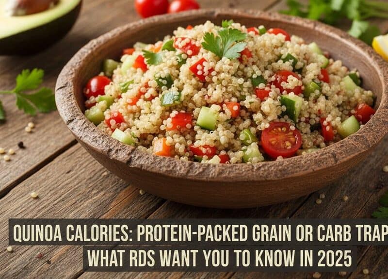 Rich quinoa salad with fresh cherry tomatoes, cucumbers, and herbs in a wooden bowl. Perfect for healthy eating and meal prep. Great source of protein and fiber.