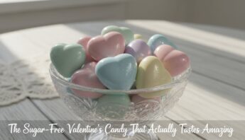 Delicious sugar-free pastel hearts candy in a glass bowl, perfect for a healthy Valentine's Day treat or gift. Sweet, colorful, and guilt-free option for celebrating love and health.