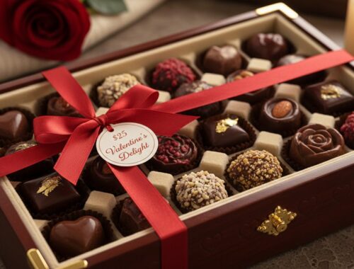 Luxurious assorted chocolates for Valentine's Day, beautifully crafted and perfect for gifting.