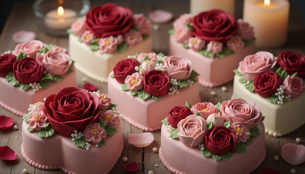 Beautiful decorated cakes with roses and floral designs, perfect for birthdays or special occasions.