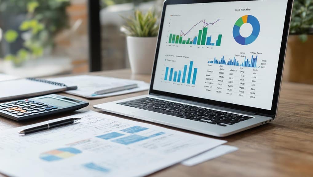 Analyzing health and fitness data on a laptop with charts and graphs displaying progress and trends.