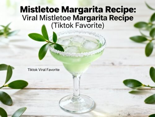 Refreshing green cocktail with salt rim and mistletoe garnish, inspired by viral TikTok trend. Perfect holiday drink for health-conscious celebrations.