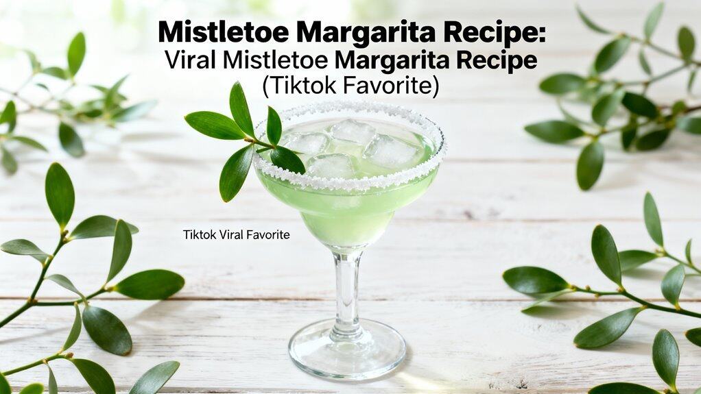 Refreshing green cocktail with salt rim and mistletoe garnish, inspired by viral TikTok trend. Perfect holiday drink for health-conscious celebrations.